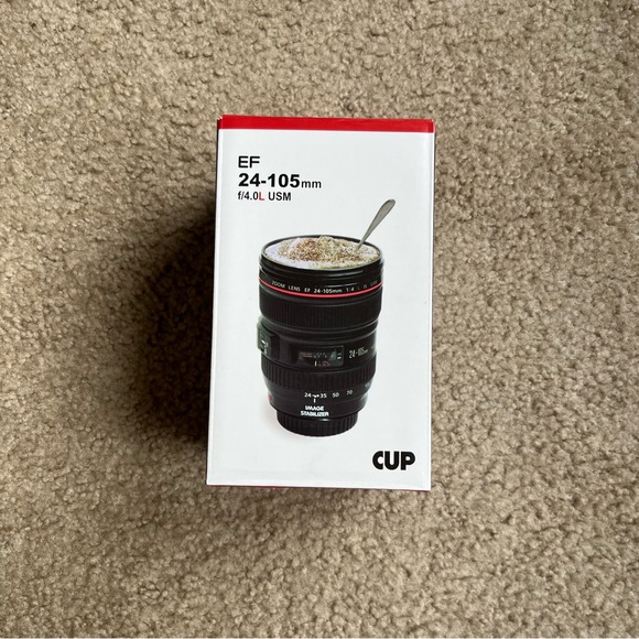 Stainless Steel Camera EF24-105mm Travel Coffee Lens Mug Black - Picture 2 of 6